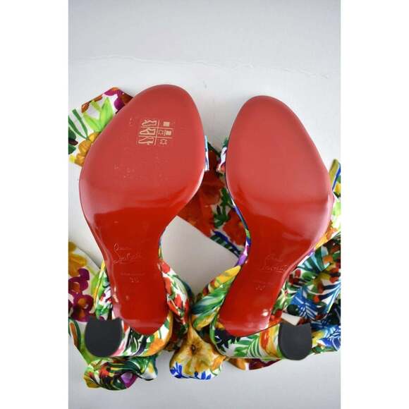Christian Louboutin Crosse Du Desert 100 Floral Lace Up Tie Sandal Heel Pump 36 - Picture 12 of 12